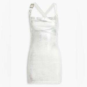 EB Denim Metallic Stretch-Cotton Jersey Mini Dress, Size XS